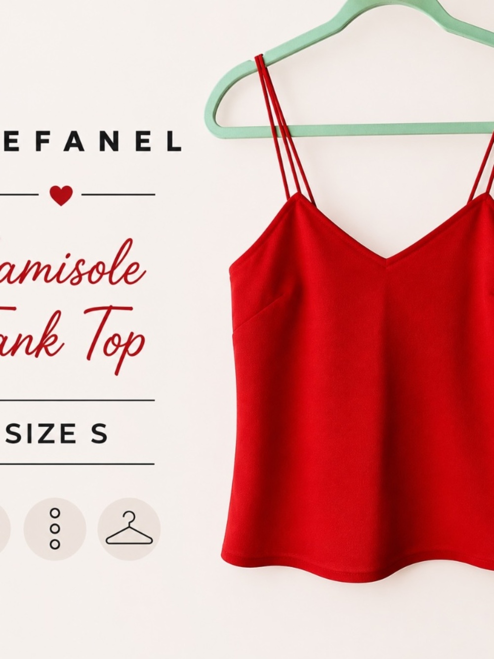 Stefanel Red Camisole Tank Top Women’s Size S Double Strap V-Neck